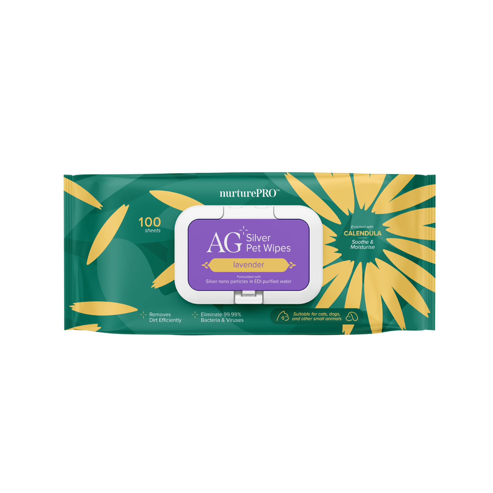 NURTUREPRO AG+ Silver Pet Wipes - 100pcs Lavender for cats