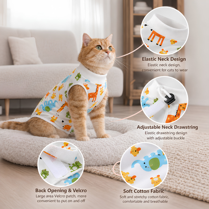 CATMANIA Recovery Suit - Dino & Friends - for cats