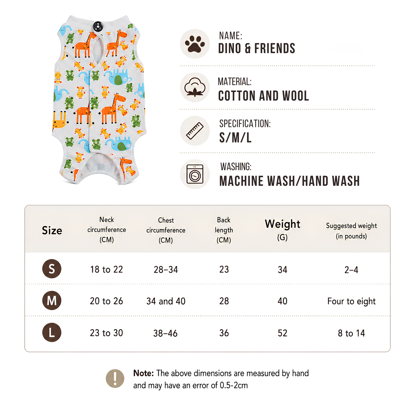 CATMANIA Recovery Suit - Dino & Friends - for cats