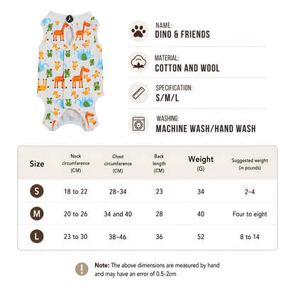 CATMANIA Recovery Suit - Dino & Friends - for cats