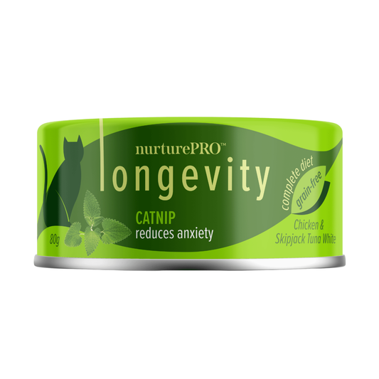 NURTUREPRO Longevity: Chicken & Skipjack Tuna White Meat - 80g Catnip for cats
