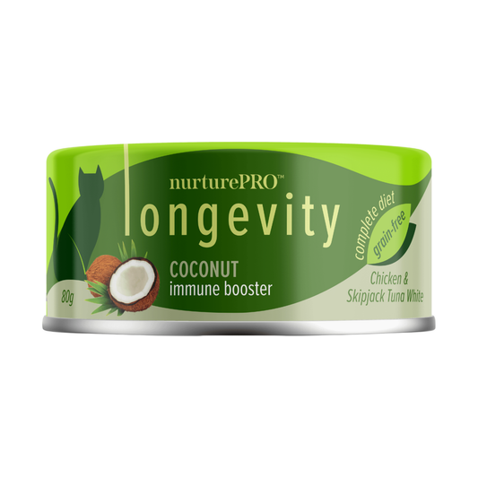 NURTUREPRO Longevity: Chicken & Skipjack Tuna White Meat - 80g Coconut for cats