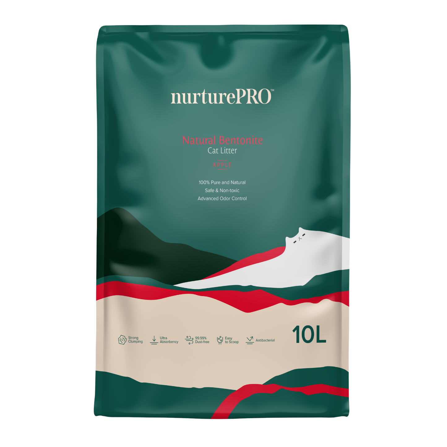 NURTUREPRO Natural Bentonite Cat Litter - Apple 10L for cats