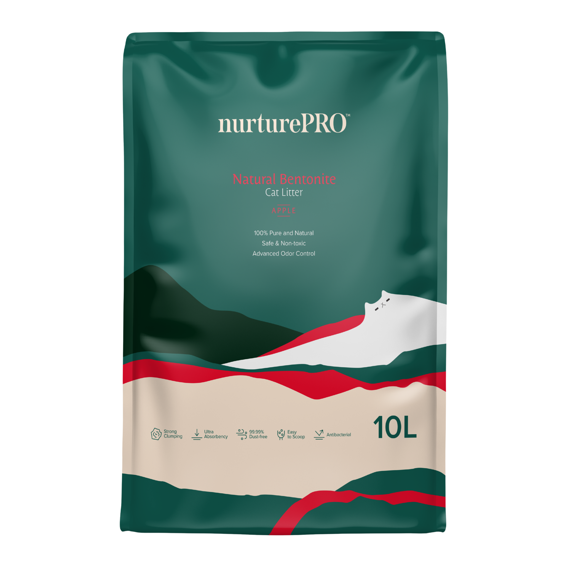 NURTUREPRO Natural Bentonite Cat Litter - Apple 10L for cats