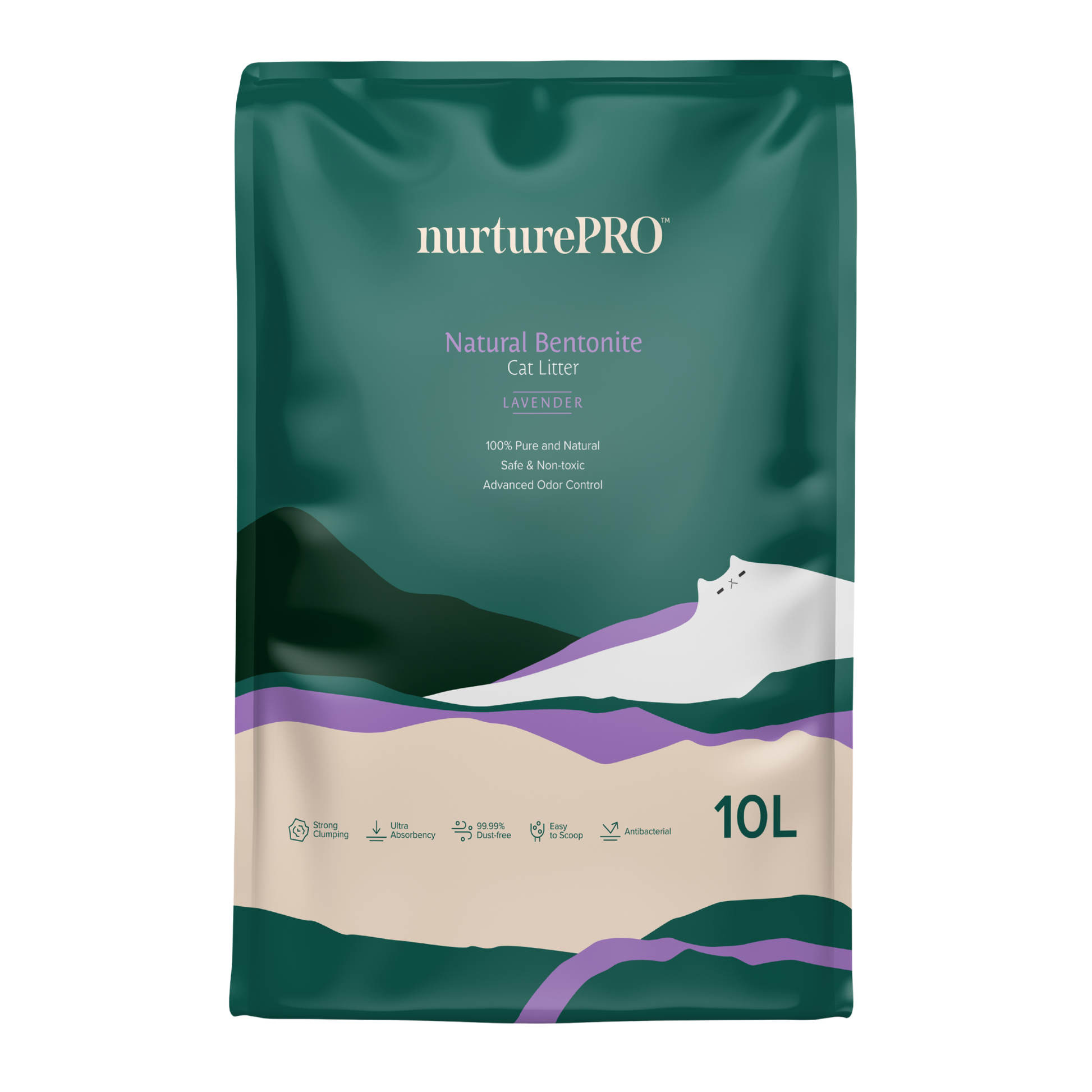 NURTUREPRO Natural Bentonite Cat Litter - Lavender 10L for cats