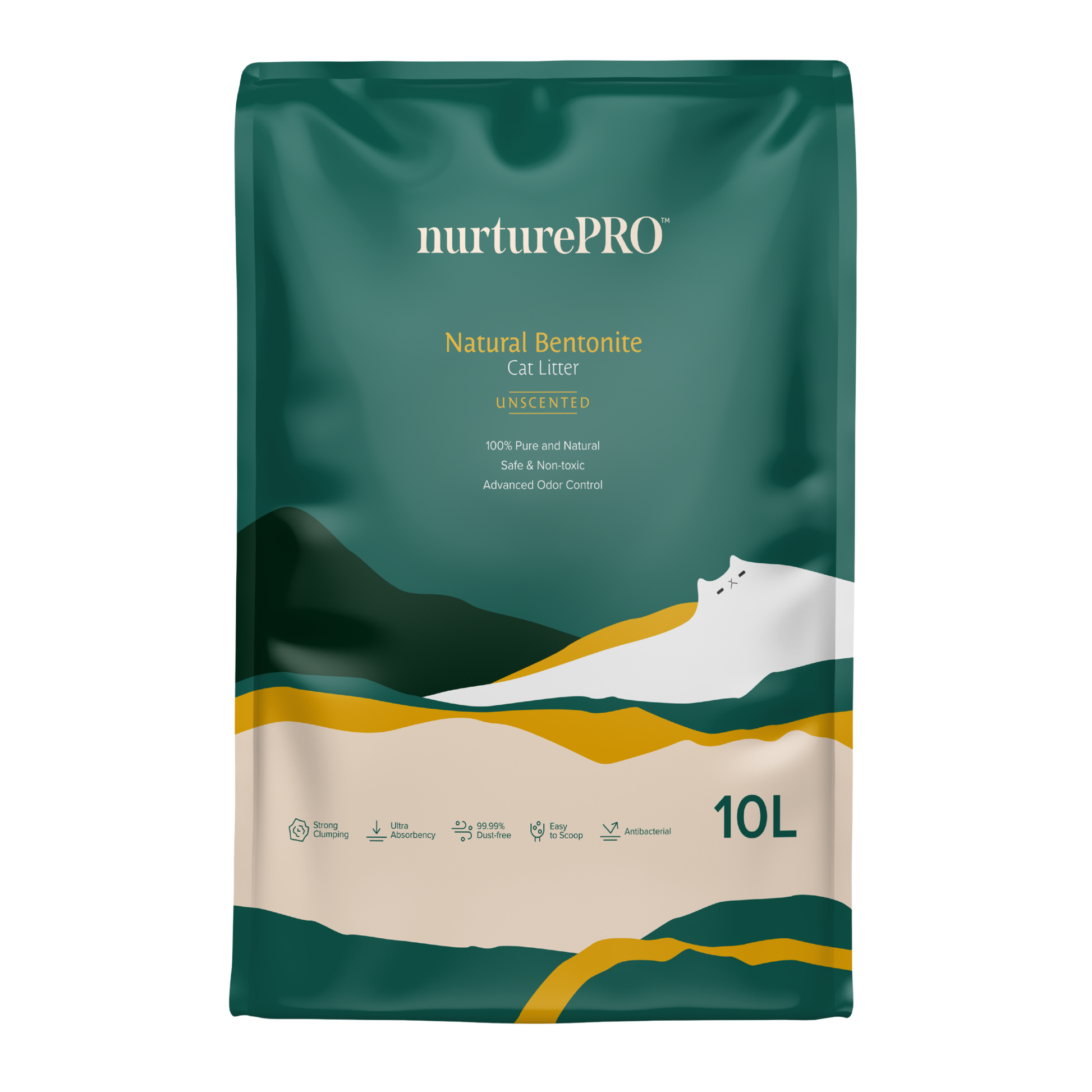 NURTUREPRO Natural Bentonite Cat Litter - Unscented 10L for cats