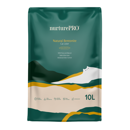 NURTUREPRO Natural Bentonite Cat Litter - Unscented 10L for cats