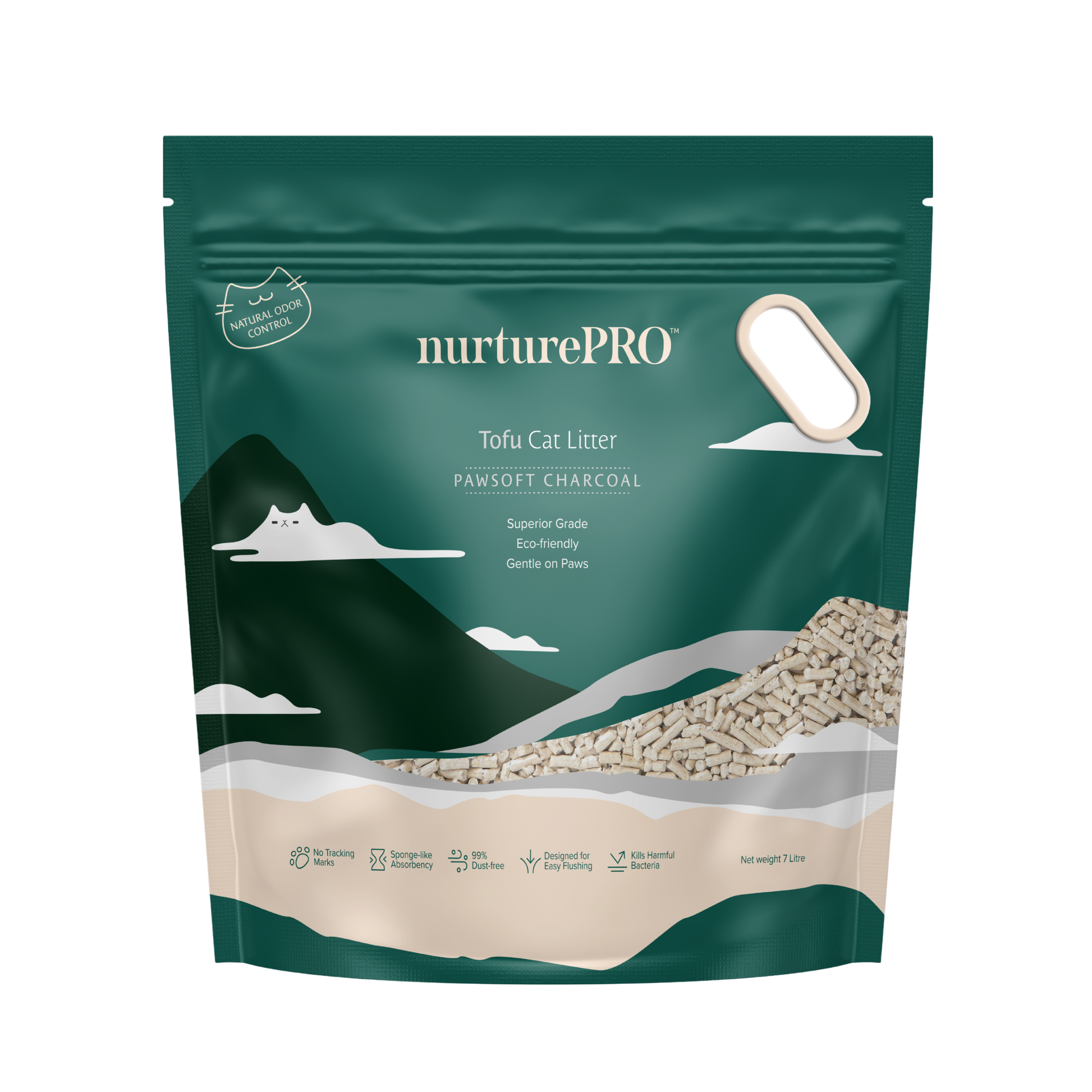 NURTUREPRO Tofu Cat Litter - Pawsoft Charcoal 7L for cats