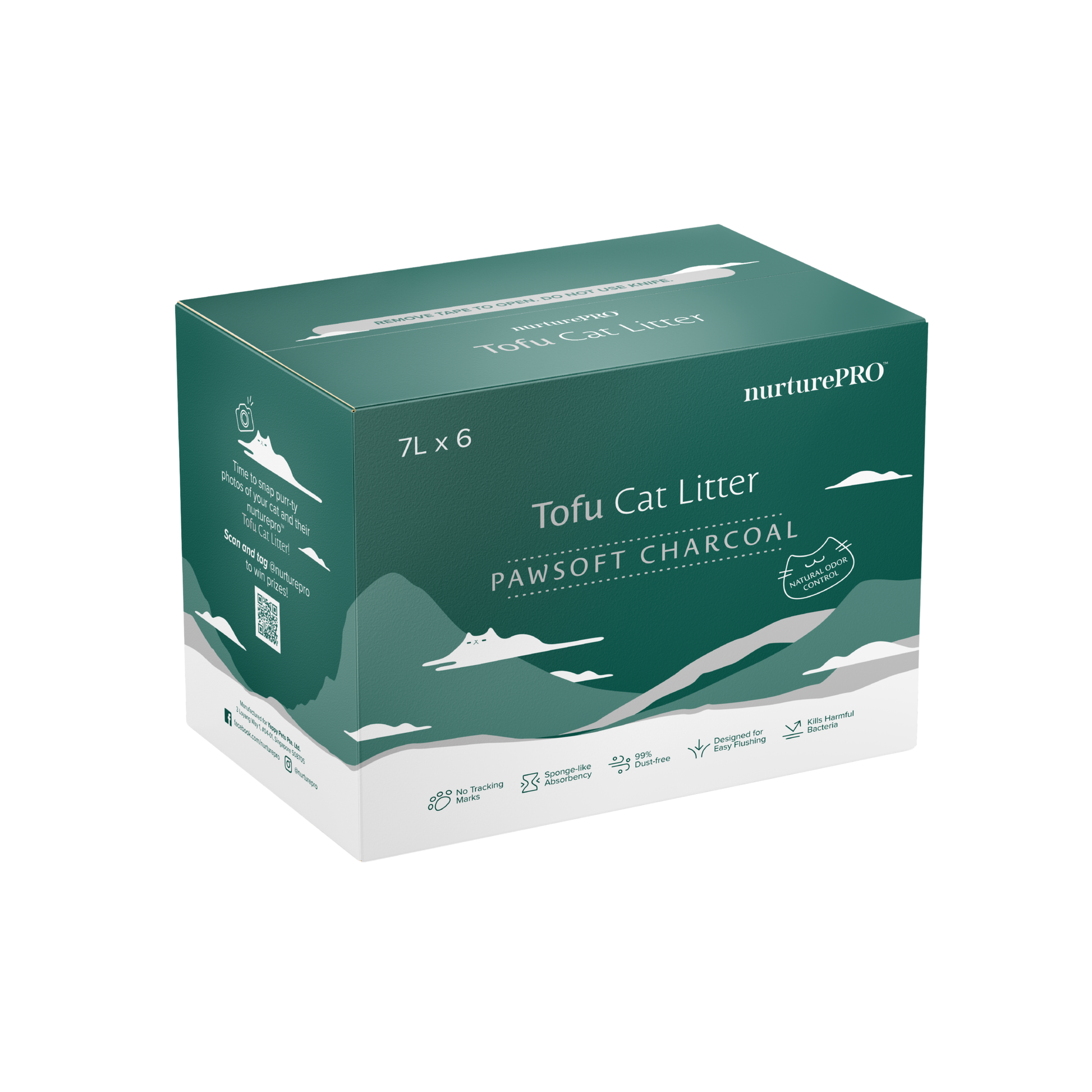 NURTUREPRO Tofu Cat Litter - Pawsoft Charcoal Box of 6 bags for cats