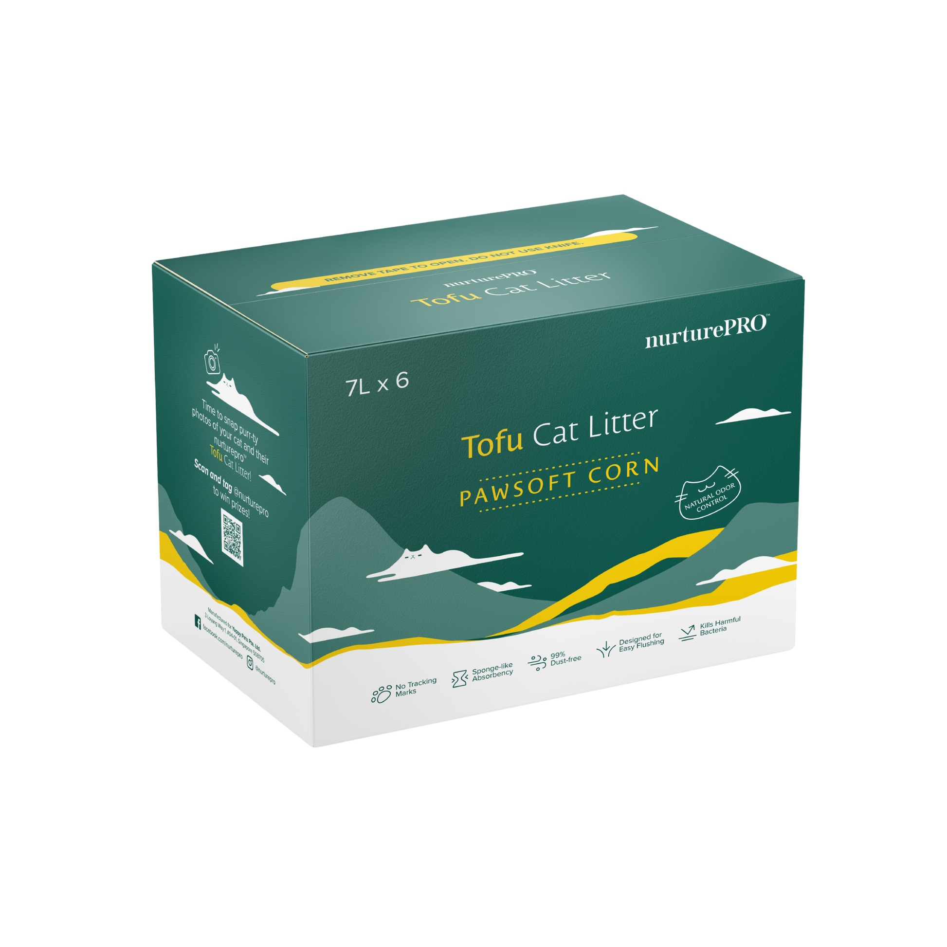 NURTUREPRO Tofu Cat Litter - Pawsoft Corn Box of 6 bags for cats