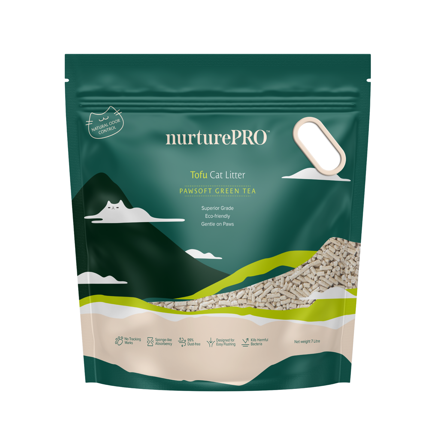 NURTUREPRO Tofu Cat Litter - Pawsoft Green Tea 7L for cats