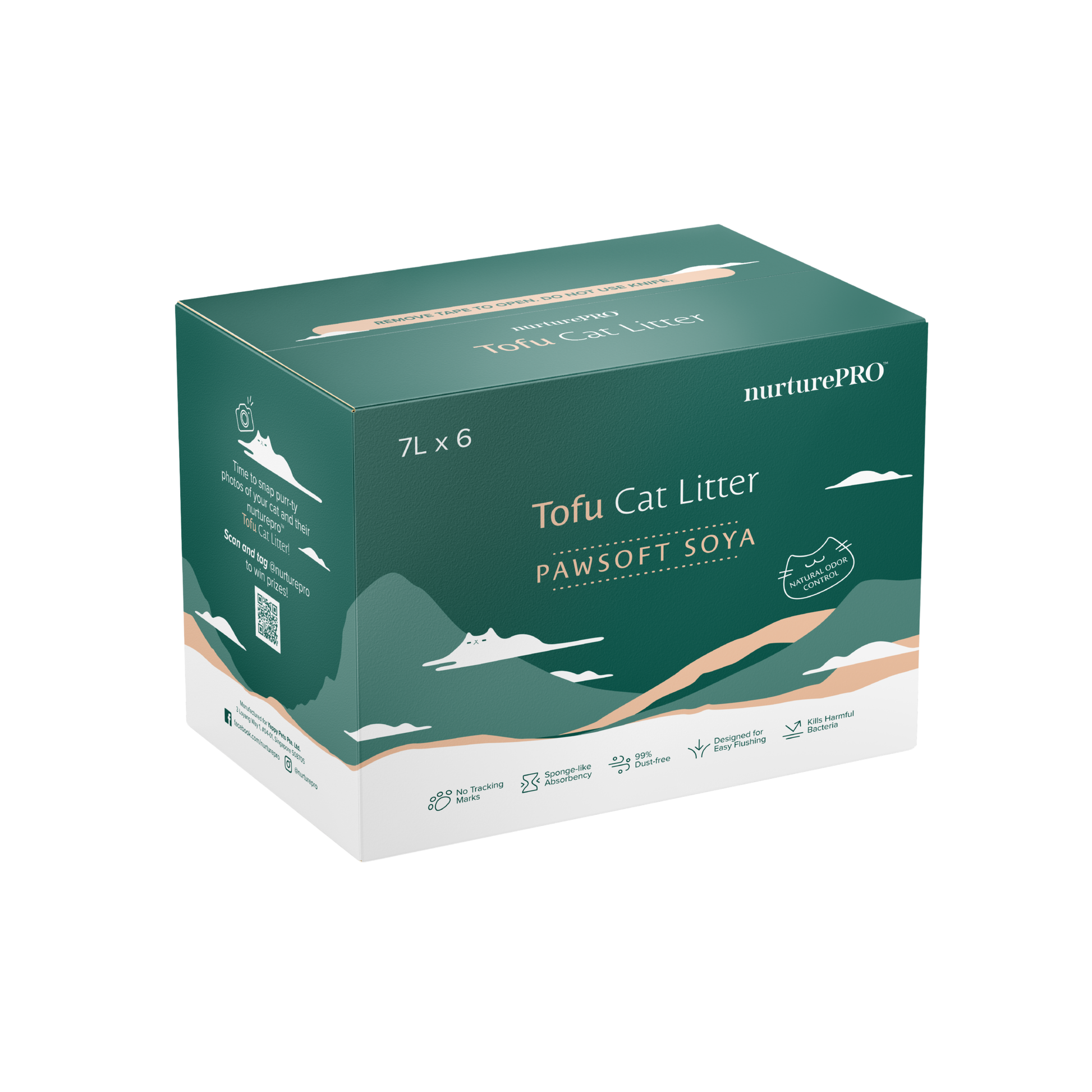 NURTUREPRO Tofu Cat Litter - Pawsoft Soya Box of 6 bags for cats