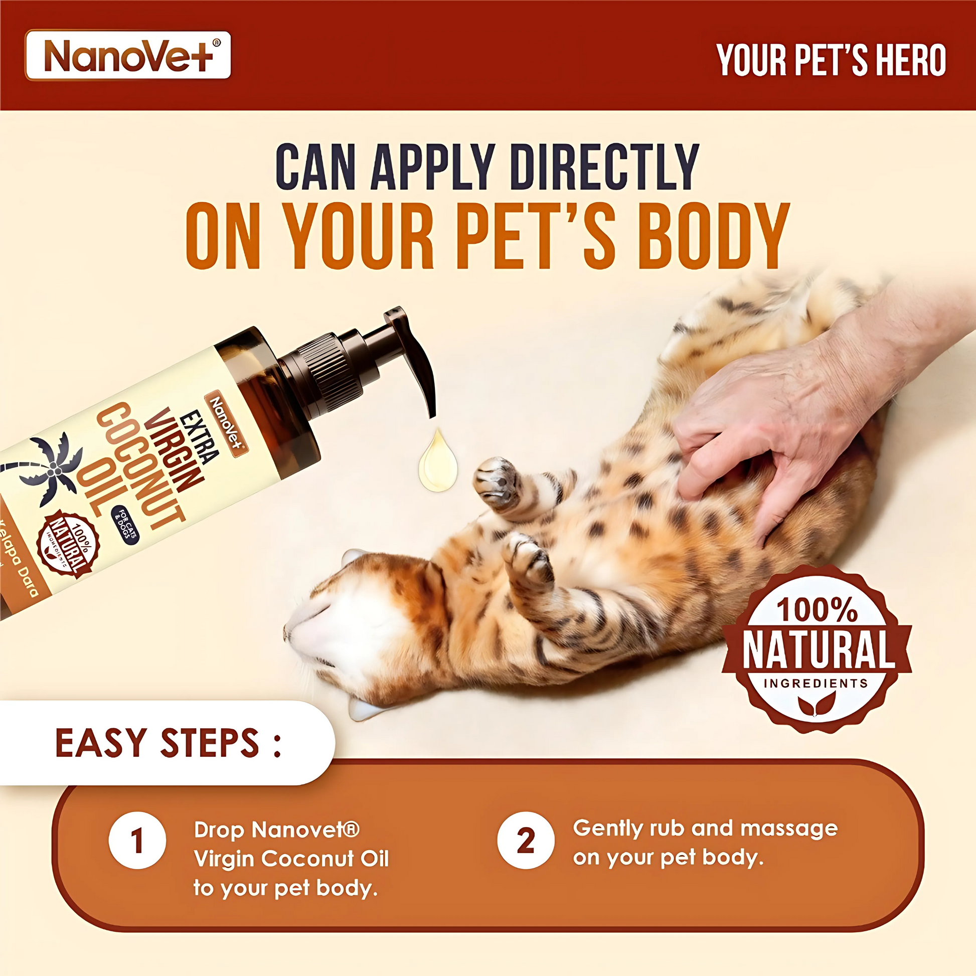 NANOVET+ Extra Virgin Coconut Oil - for cats