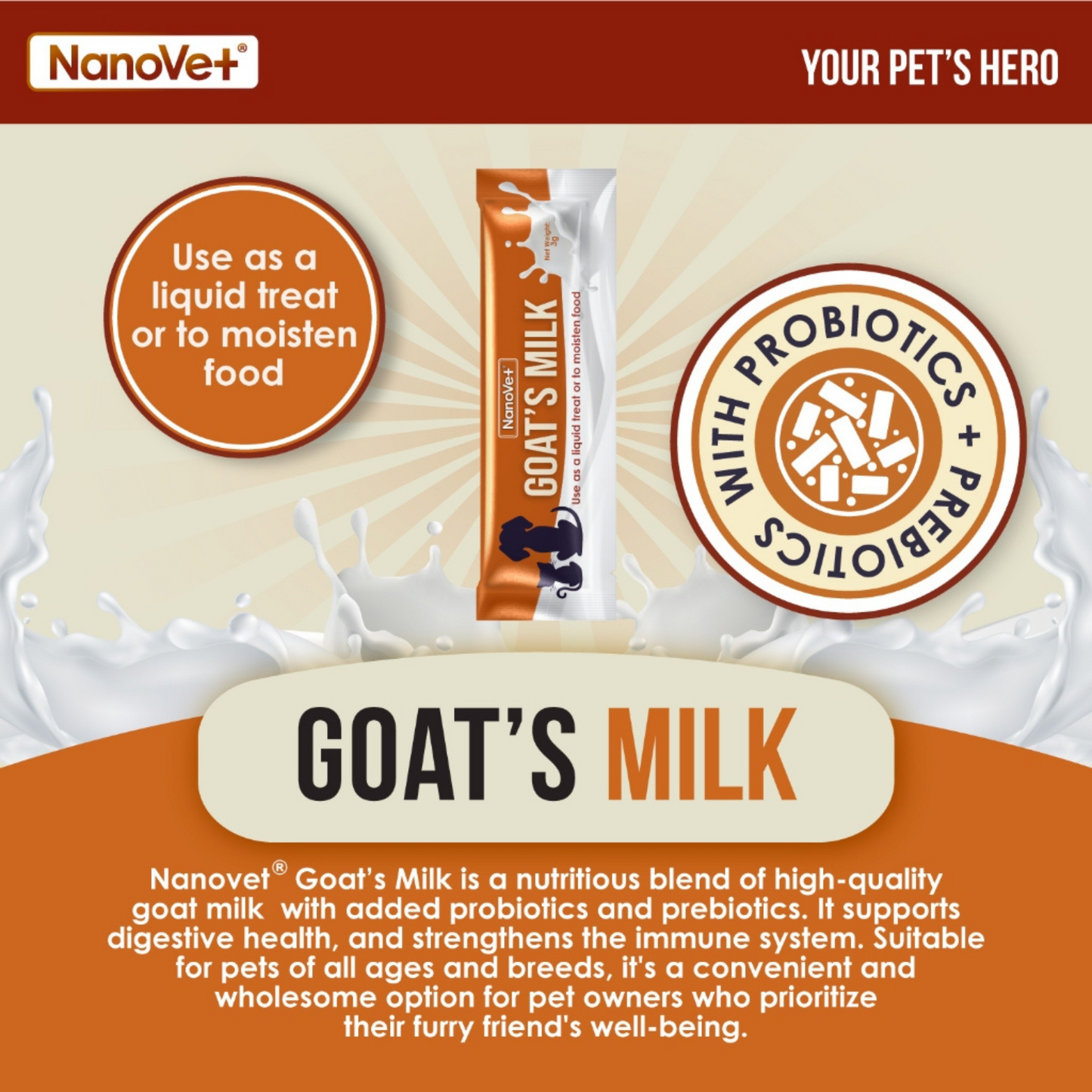 NANOVET+ Goat’s Milk (3g) - for cats